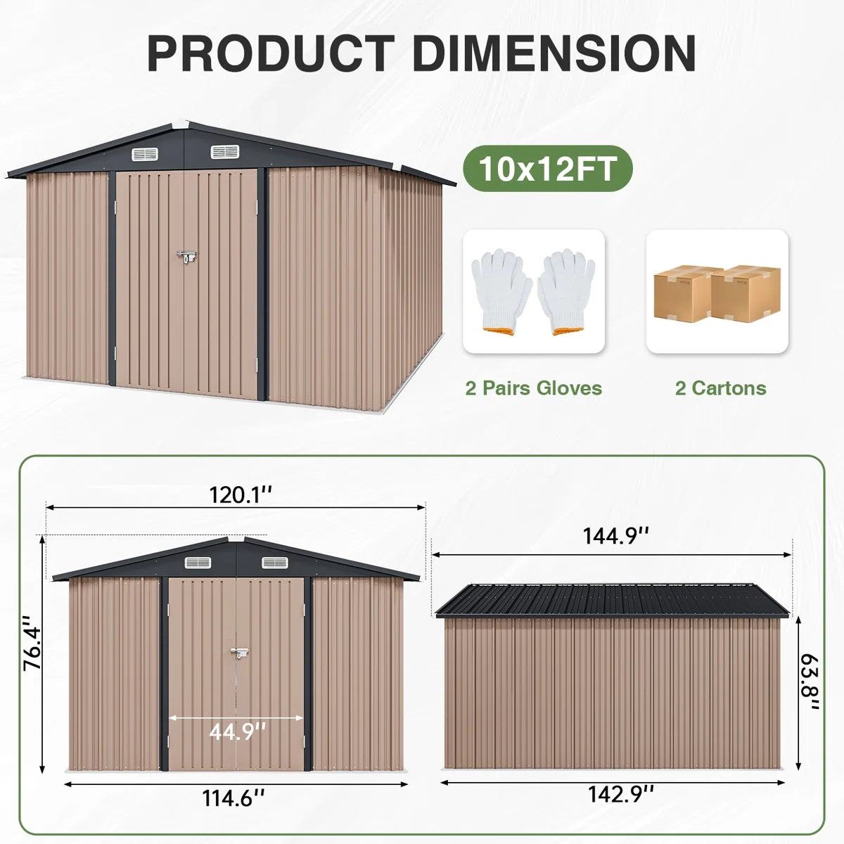 10 Ft. W X 12 Ft. D Outdoor Metal Storage Shed