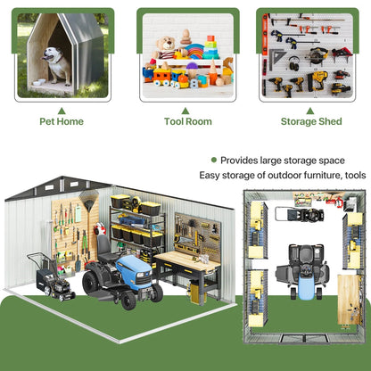 10 Ft. W X 12 Ft. D Outdoor Metal Storage Shed