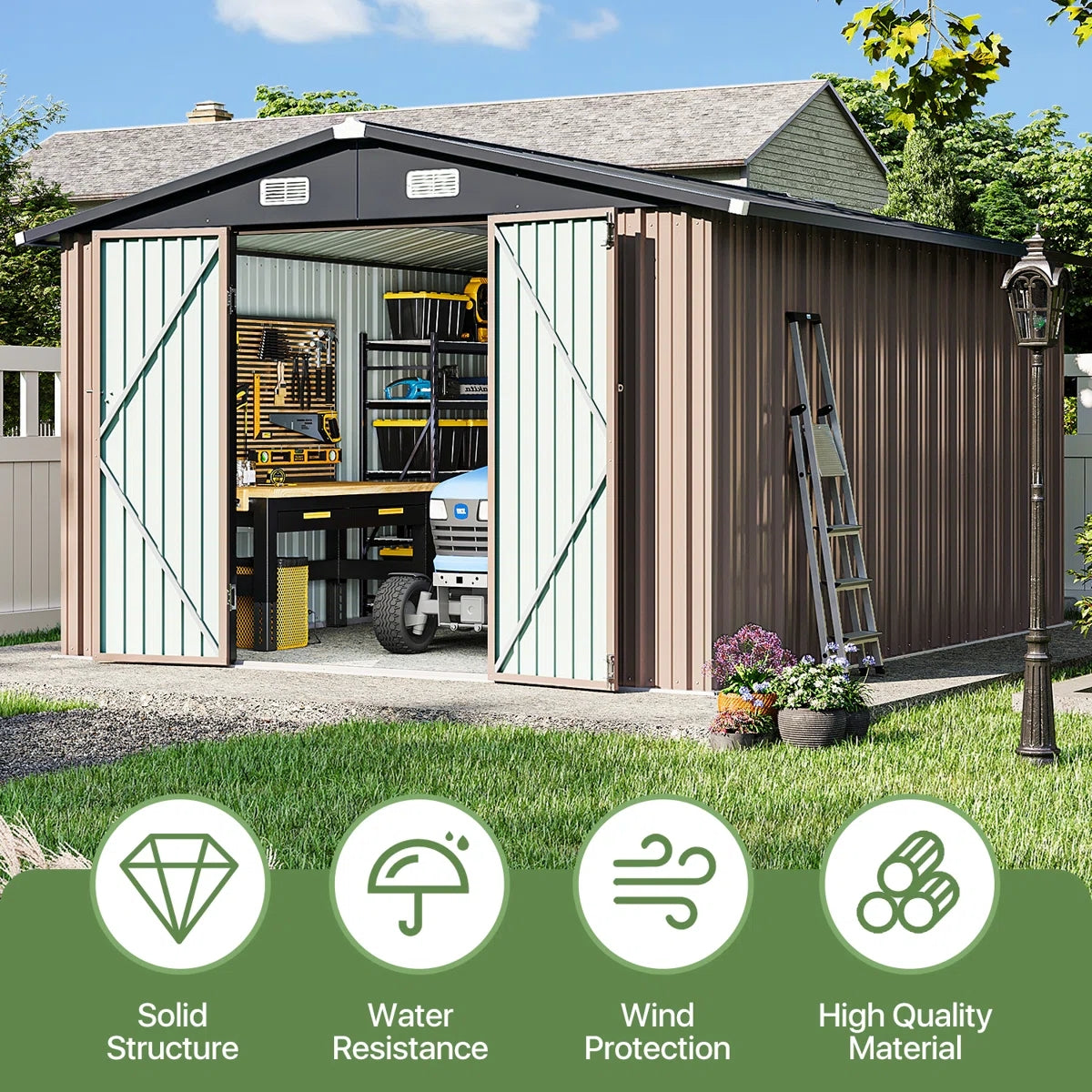 10 Ft. W X 12 Ft. D Outdoor Metal Storage Shed