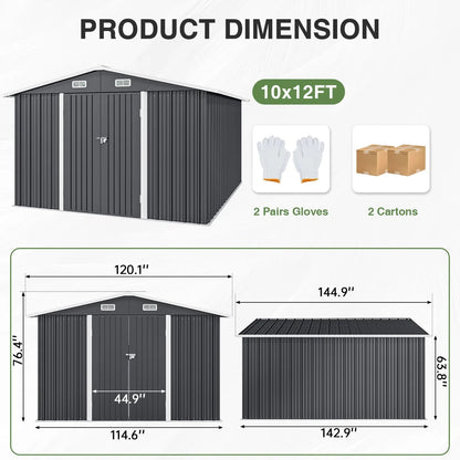10 Ft. W X 12 Ft. D Outdoor Metal Storage Shed