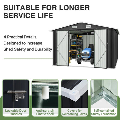 10 Ft. W X 12 Ft. D Outdoor Metal Storage Shed
