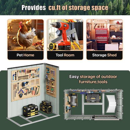 4.5 Ft. W X 2.5 Ft. D Metal Lean-to Storage Shed With Metal Base Frame Kit