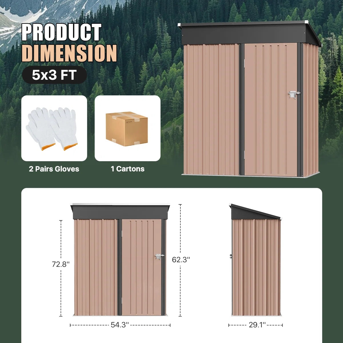 4.5 Ft. W X 2.5 Ft. D Metal Lean-to Storage Shed With Metal Base Frame Kit