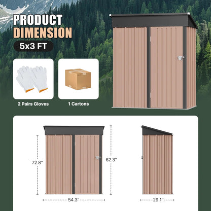 4.5 Ft. W X 2.5 Ft. D Metal Lean-to Storage Shed With Metal Base Frame Kit
