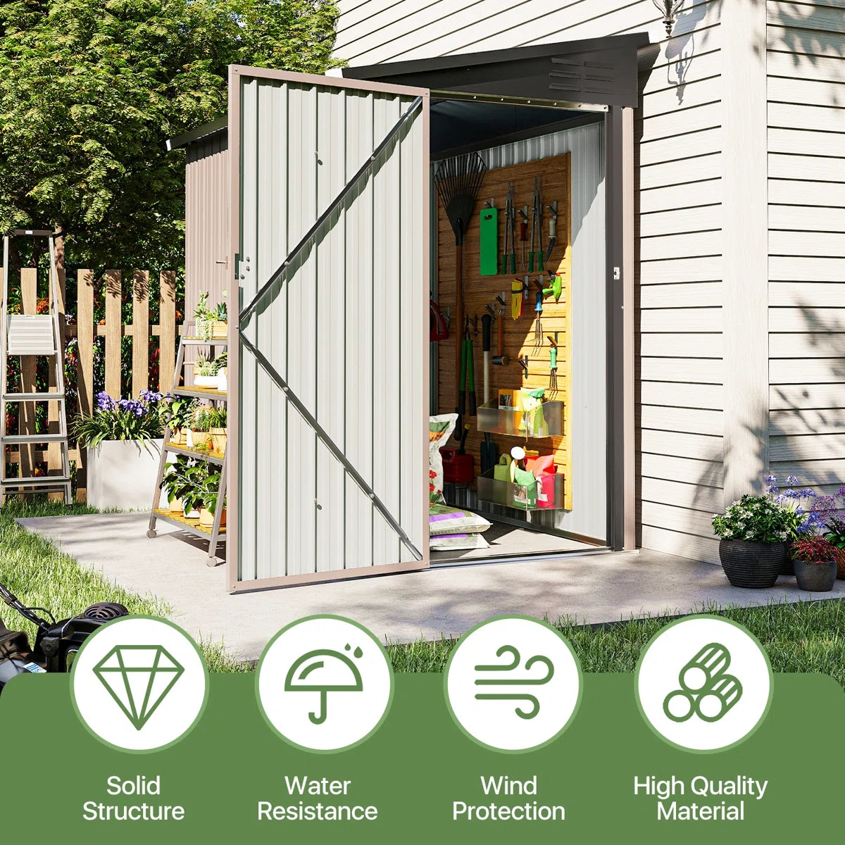 6' X 4' Metal Lean To Storage Shed