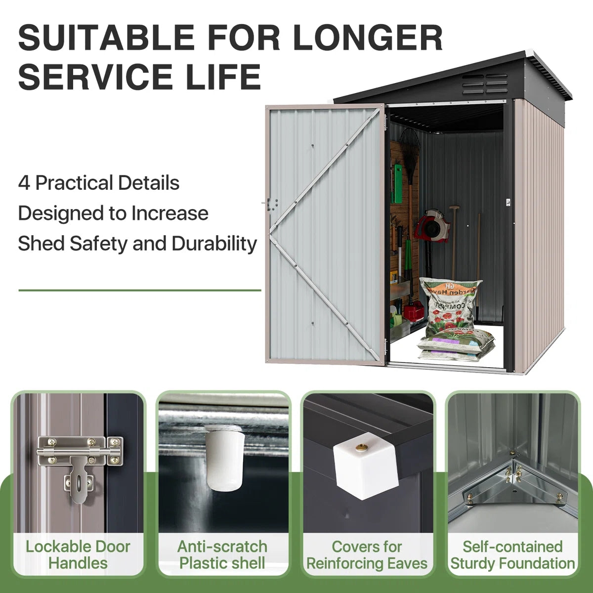 6' X 4' Metal Lean To Storage Shed