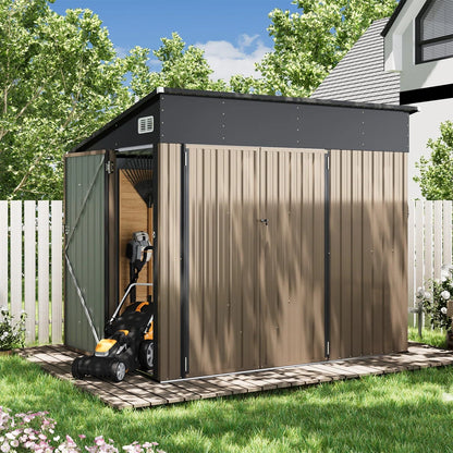 Metal Lean-to Storage Shed with Three Doors