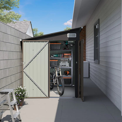 Metal Lean-to Storage Shed with Three Doors