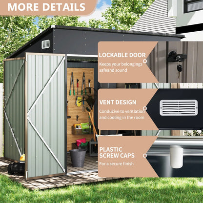 Metal Lean-to Storage Shed with Three Doors