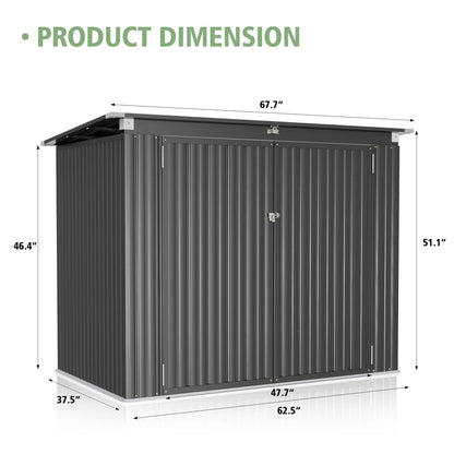 5.7 Ft. W X 3 Ft. D Galvanized Steel Horizontal Garage Shed