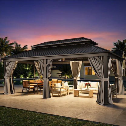 20 Ft. W X 12 Ft. D Metal Easy Install Patio Gazebo