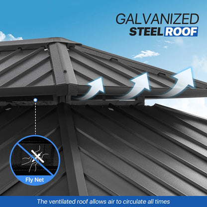 20 Ft. W X 12 Ft. D Metal Easy Install Patio Gazebo