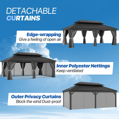 20 Ft. W X 12 Ft. D Metal Easy Install Patio Gazebo