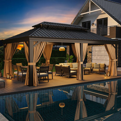 20 Ft. W X 12 Ft. D Metal With Water Guide Roof, 4.7inch Aluminum Post Patio Gazebo