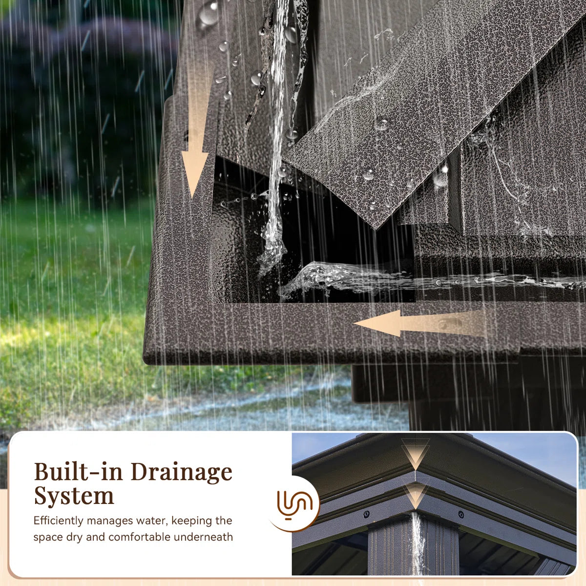 20 Ft. W X 12 Ft. D Metal With Water Guide Roof, 4.7inch Aluminum Post Patio Gazebo