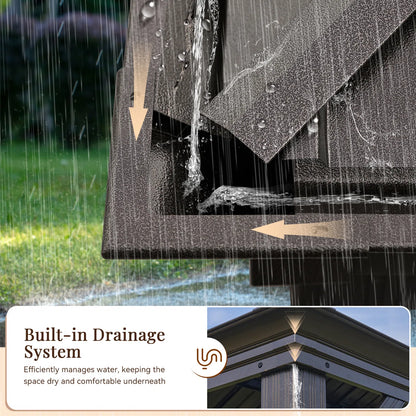 20 Ft. W X 12 Ft. D Metal With Water Guide Roof, 4.7inch Aluminum Post Patio Gazebo