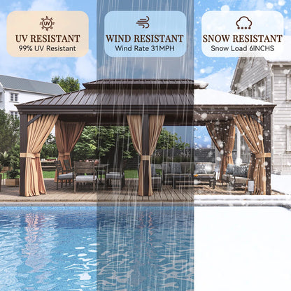 20 Ft. W X 12 Ft. D Metal With Water Guide Roof, 4.7inch Aluminum Post Patio Gazebo