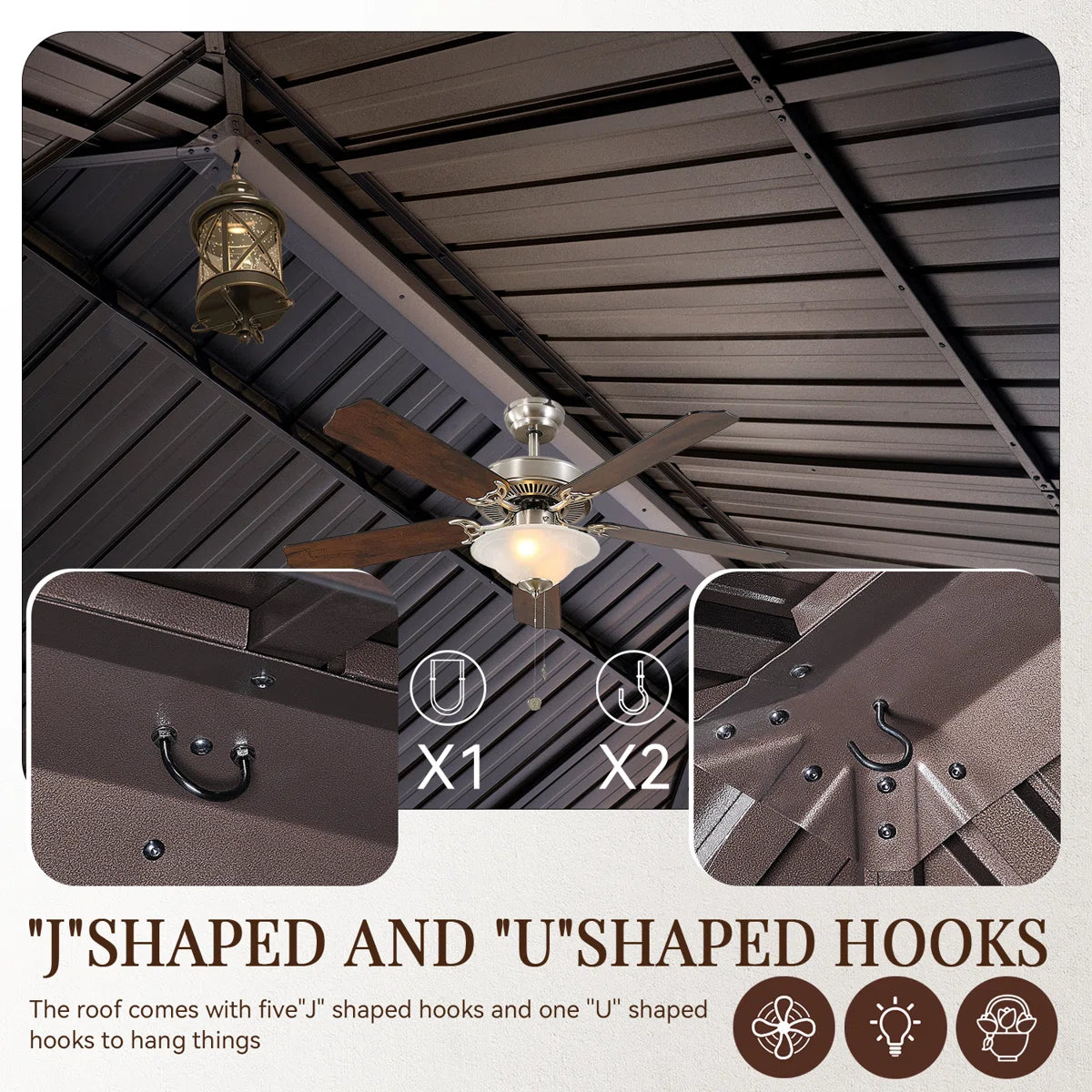 20 Ft. W X 12 Ft. D Metal With Water Guide Roof, 4.7inch Aluminum Post Patio Gazebo