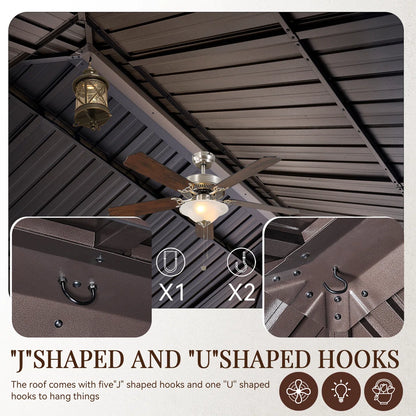 20 Ft. W X 12 Ft. D Metal With Water Guide Roof, 4.7inch Aluminum Post Patio Gazebo