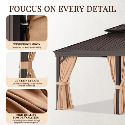 20 Ft. W X 12 Ft. D Metal With Water Guide Roof, 4.7inch Aluminum Post Patio Gazebo