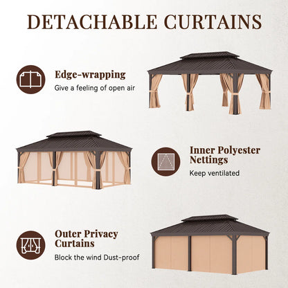 20 Ft. W X 12 Ft. D Metal With Water Guide Roof, 4.7inch Aluminum Post Patio Gazebo