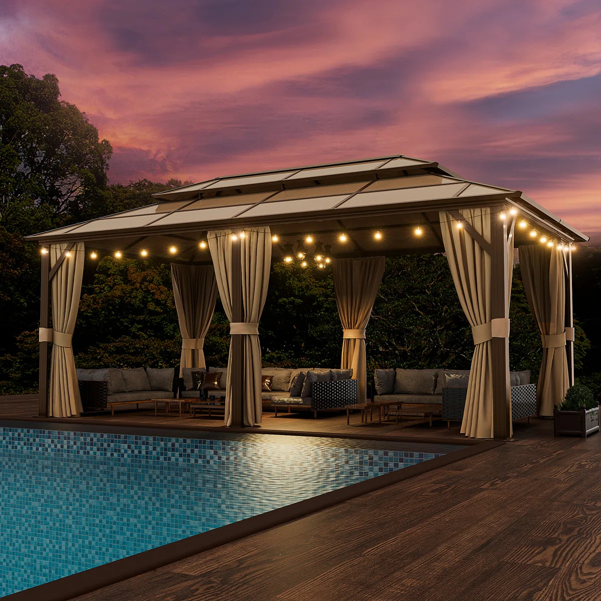 20 Ft. W x 12 Ft. D Metal Patio Gazebo