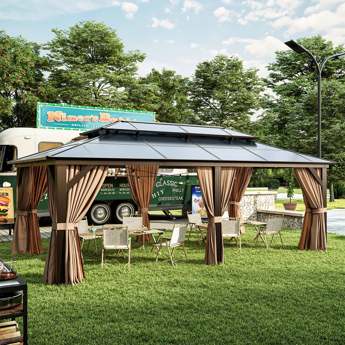 20 Ft. W x 12 Ft. D Metal Patio Gazebo