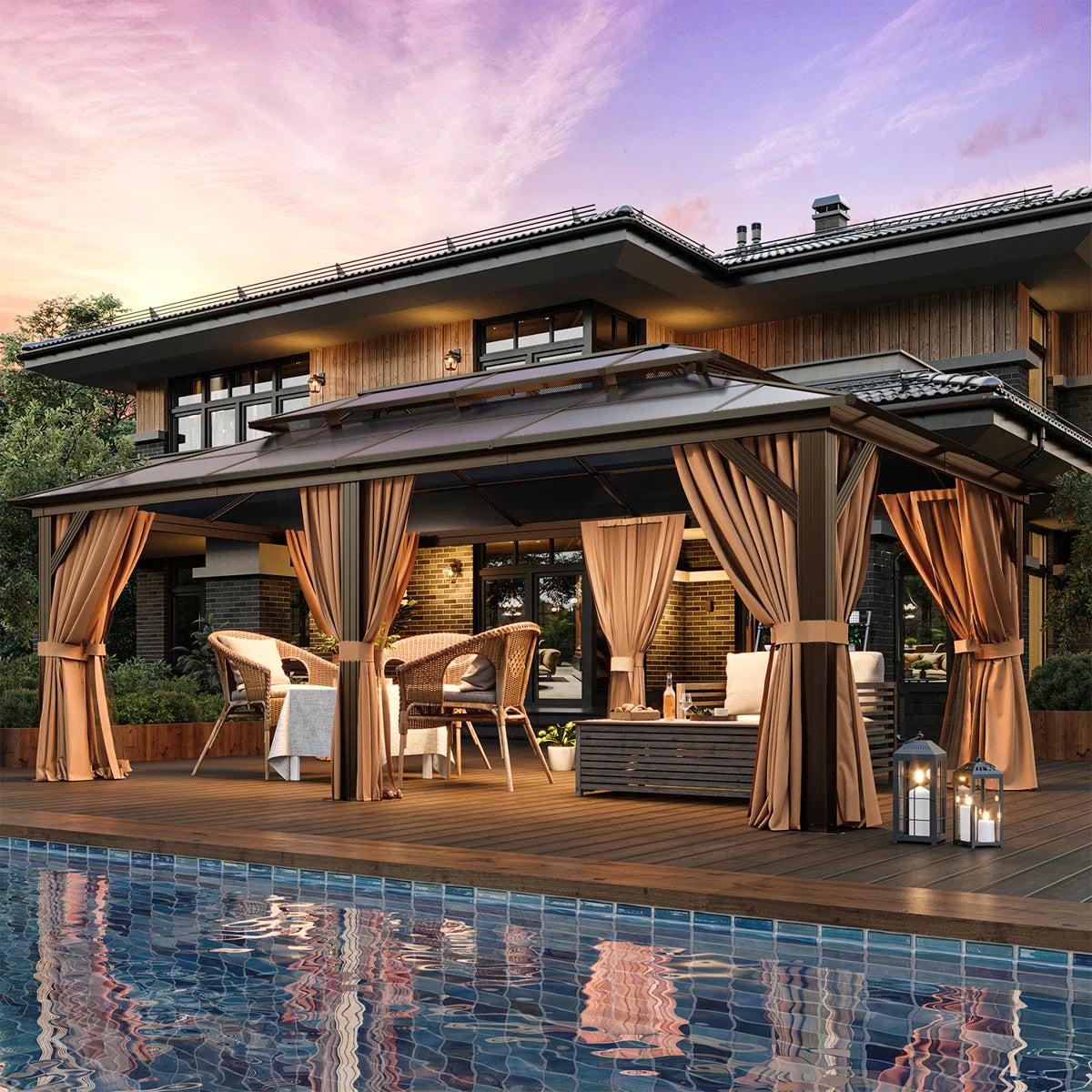 20 Ft. W x 12 Ft. D Metal Patio Gazebo