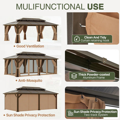20 Ft. W x 12 Ft. D Metal Patio Gazebo
