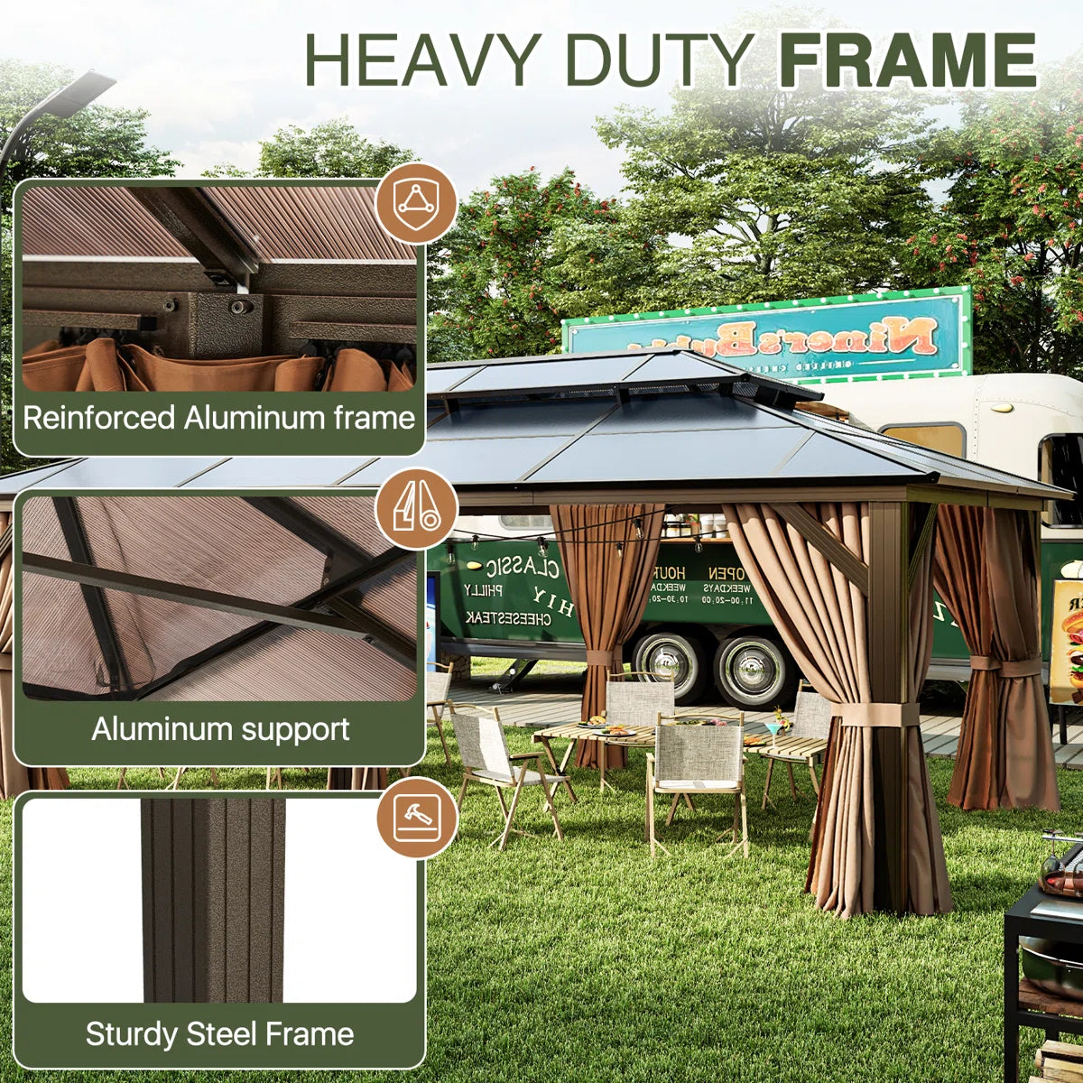 20 Ft. W x 12 Ft. D Metal Patio Gazebo