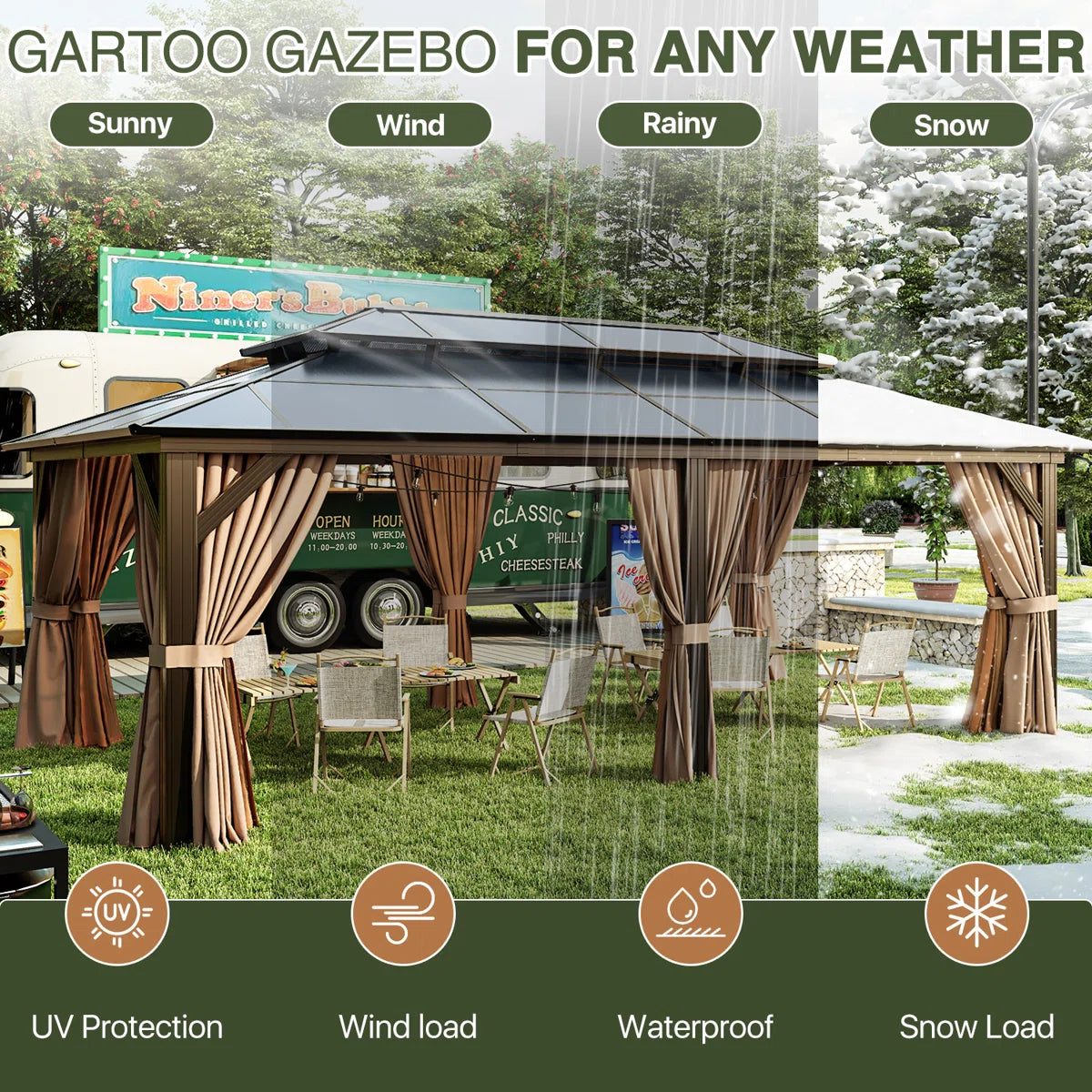20 Ft. W x 12 Ft. D Metal Patio Gazebo