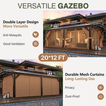 20 Ft. W x 12 Ft. D Metal Patio Gazebo