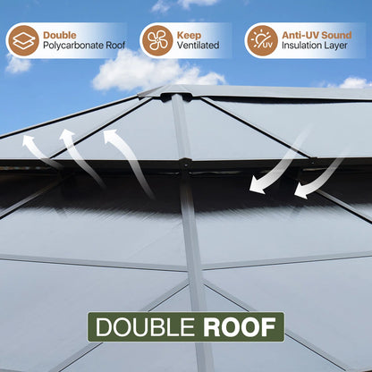 20 Ft. W x 12 Ft. D Metal Patio Gazebo