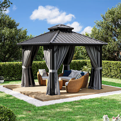 10 Ft. W X 10 Ft. D Aluminum Patio Gazebo With Double Roof