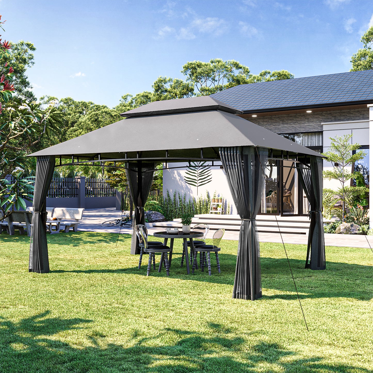 13 Ft. W X 10 Ft. D Steel Patio Gazebo The Soft Roof Gazebos