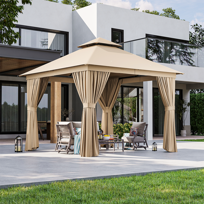 10 Ft. W X 10 Ft. D Steel Patio Gazebo The Soft Roof Gazebos