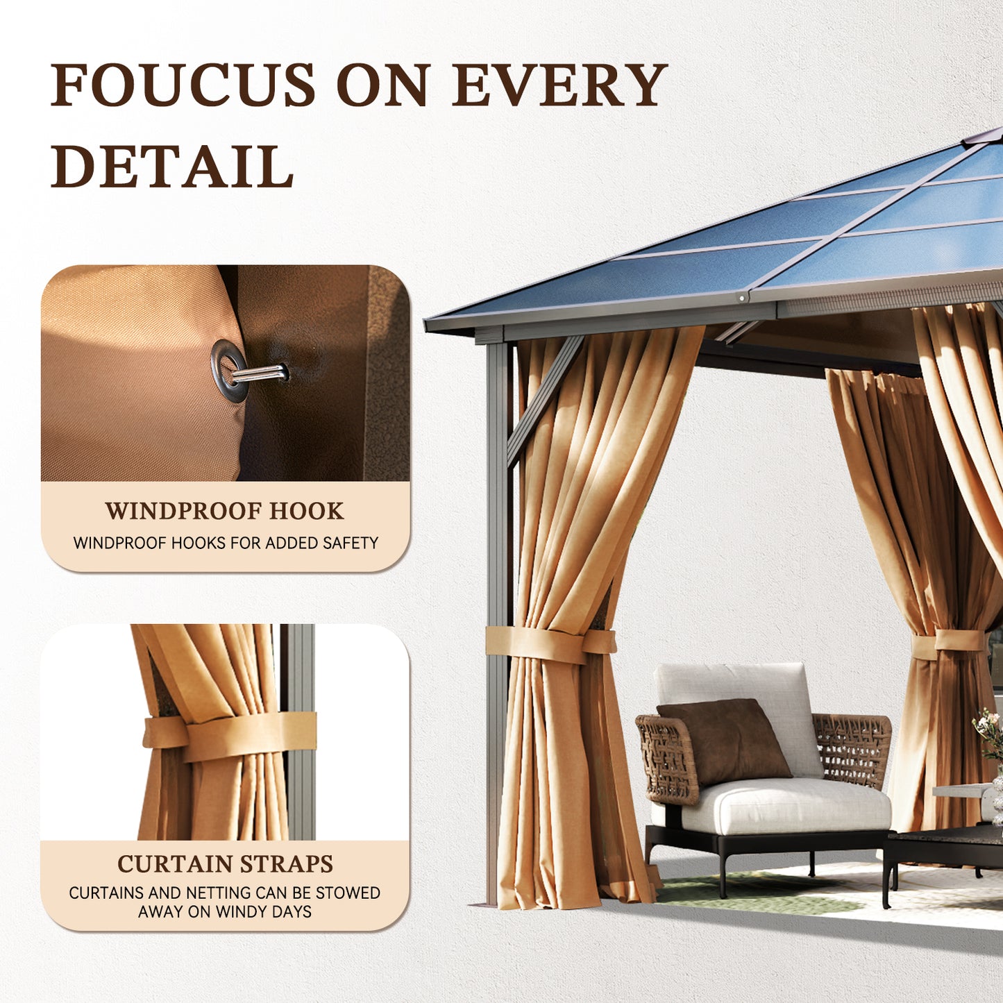 10 Ft. W x 10 Ft. D Aluminum Patio Gazebo