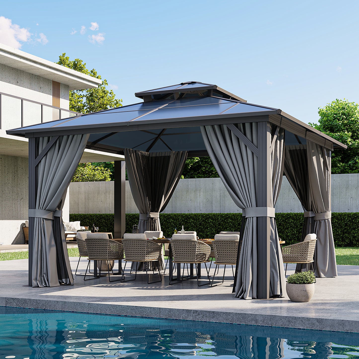 12 Ft. W X 12 Ft. D Aluminum Patio Hardtop Gazebo
