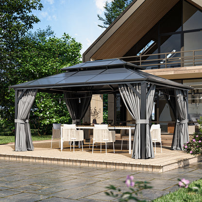 16 Ft. W X 12 Ft. D Metal Patio Gazebo With String Lights