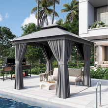 8x8 Ft Outdoor Gazebo With Double Roof, Patio Canopy With Mosquito Netting And Curtains, Suitable For Patios, Lawn And Backyard