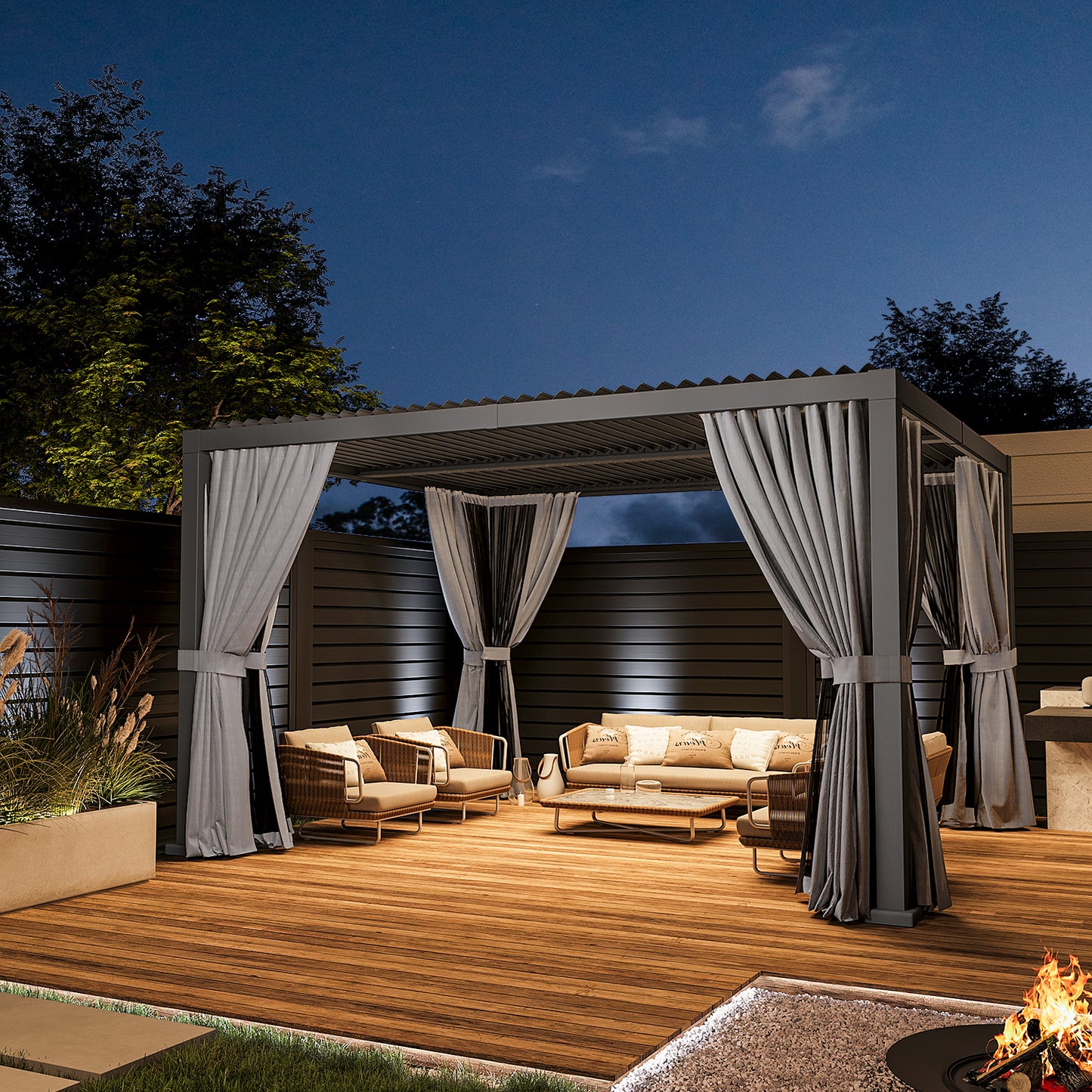 14 Ft. W x 12 Ft. D Outdoor Louvered Aluminum Pergola