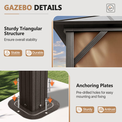 Outdoor Patio Gazebo with Hardtop Double Roof