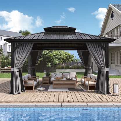 14 Ft. W x 12 Ft. D Metal Patio Gazebo