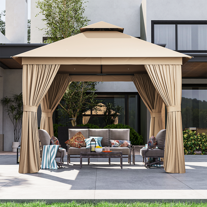 10 Ft. W X 10 Ft. D Steel Patio Gazebo The Soft Roof Gazebos