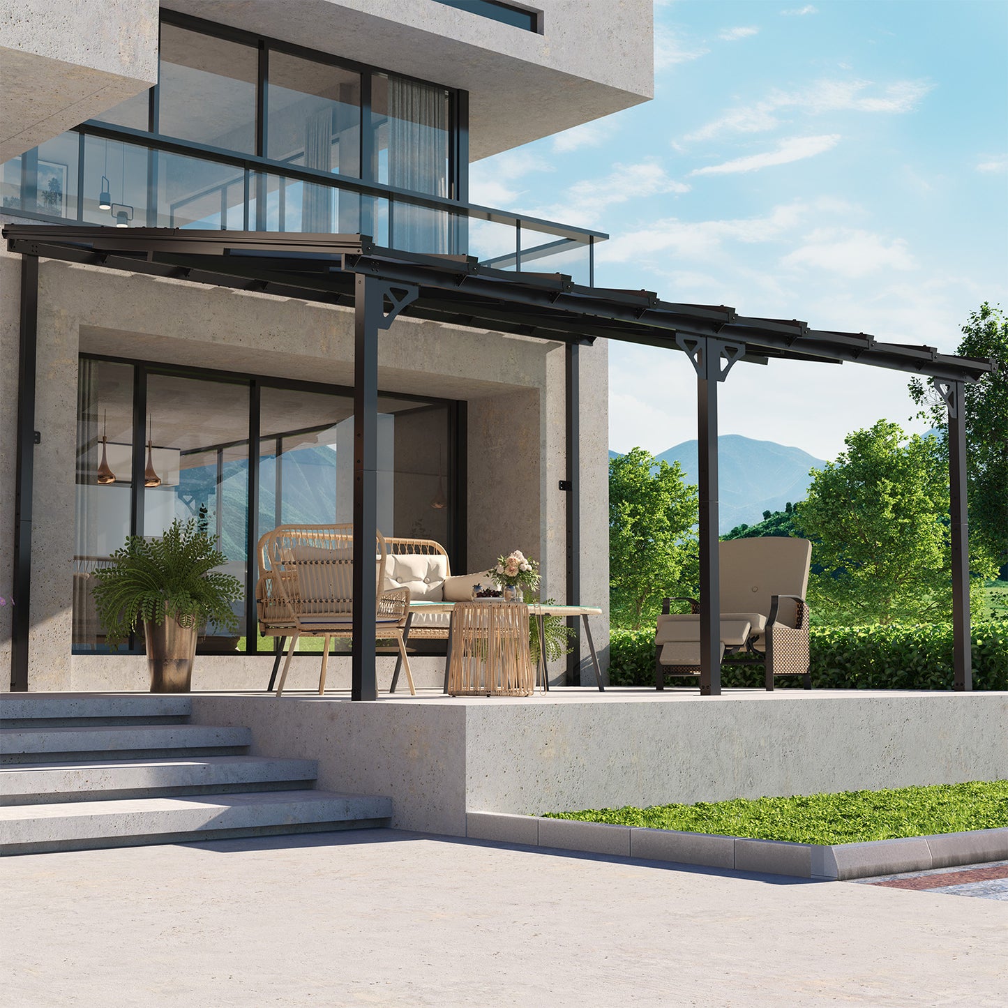 16 Ft. W X 12 Ft. D metal Pergola With Canopy