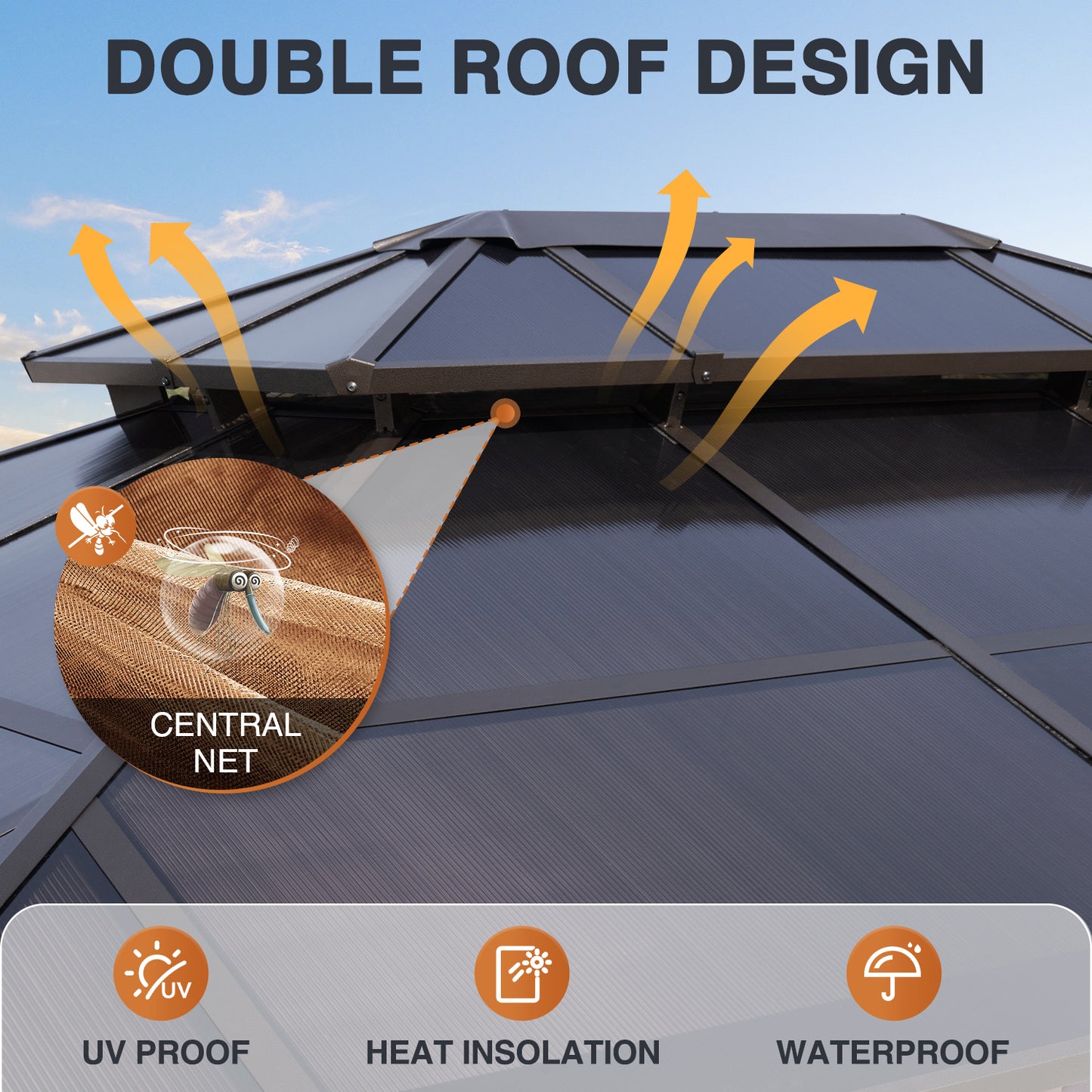 14 Ft X 10 Ft Aluminum Patio Hardtop Gazebo