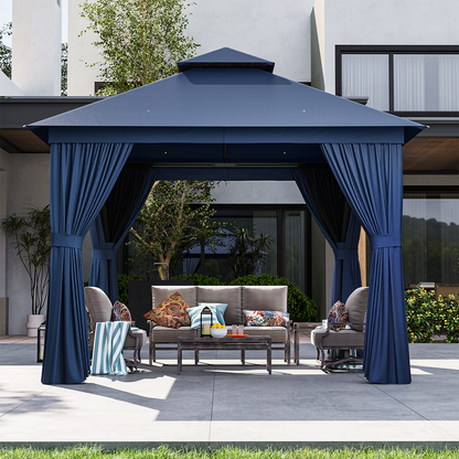 10 Ft. W X 10 Ft. D Steel Patio Gazebo The Soft Roof Gazebos