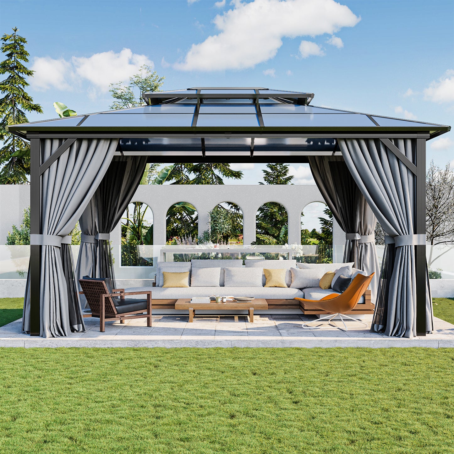 14 Ft. W X 12 Ft. Daluminum Patio Gazebo