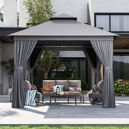 10 Ft. W X 10 Ft. D Steel Patio Gazebo The Soft Roof Gazebos