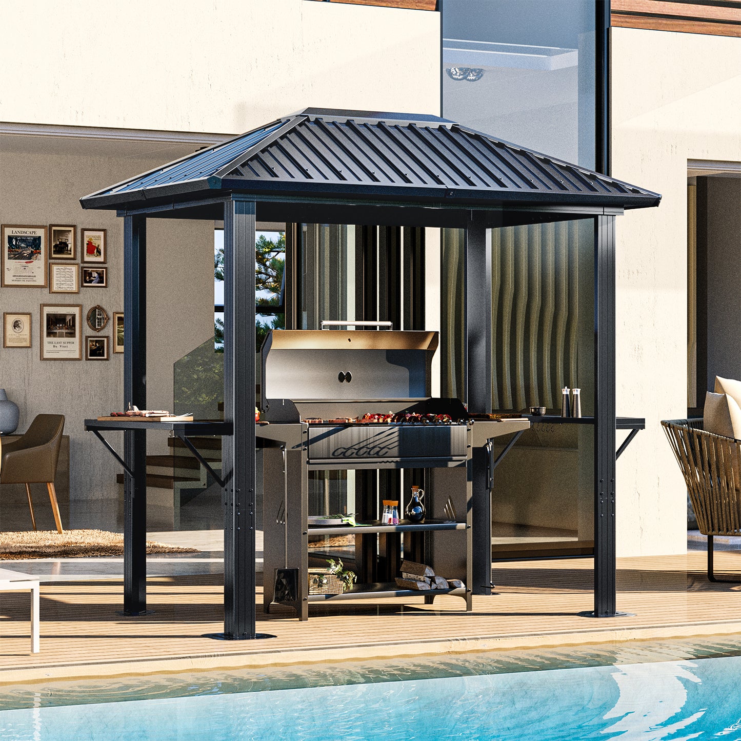 8 Ft. W X 5 Ft. D Metal Patio Gazebo For Bbq